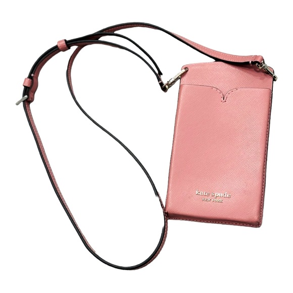 NEW Kate Spade Spencer Leather Slim Phone Case Crossbody in Serene Pink - Picture 2 of 5